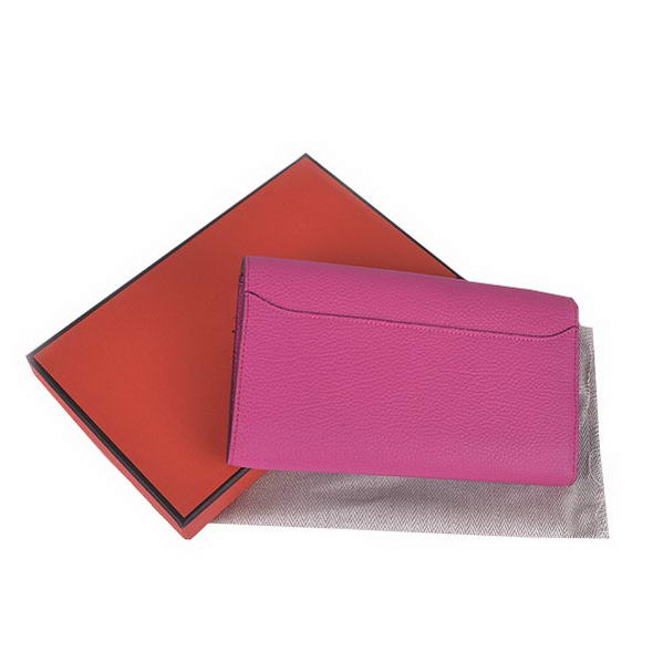 Cheap Fake Hermes Constance Long Wallets Peach Calfskin Leather Silver